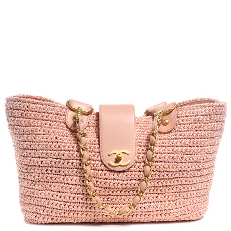 chanel raffia tote bag